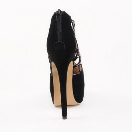 black heels with diamonds