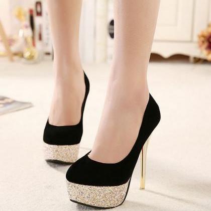 Black And Gold High Heels Fashion Shoes on Luulla