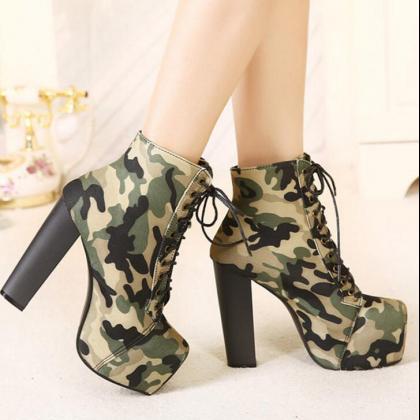 high heel boots green