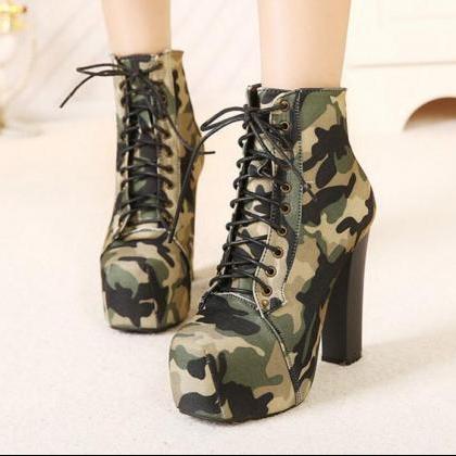 high heel boots green