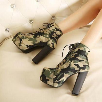 high heel boots green
