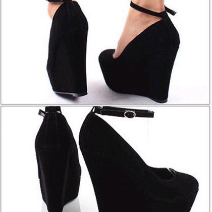 low black wedges with ankle strap