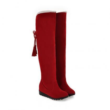 over the knee boots red