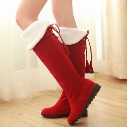 over the knee boots red