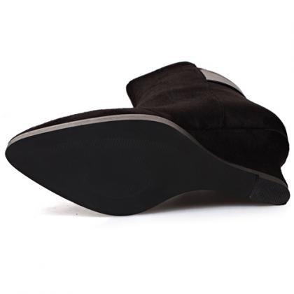 black suede ankle boots with pointed toe