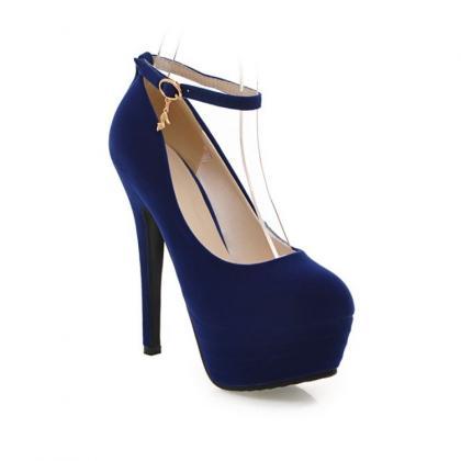 Royal Blue Ankle Strap High Heels Fashion Shoes on Luulla