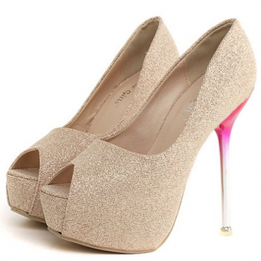 gold peep toe platform heels