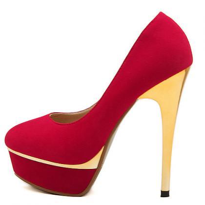 Red Suede Stiletto Heels Fashion Shoes on Luulla