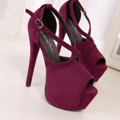 Peep Toe Cross Strap Peep Toe High Heels on Luulla