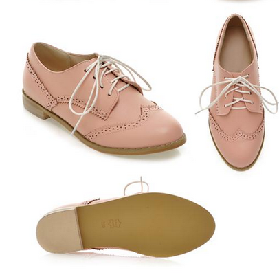 Cute Lace Up Pink Oxford Shoes on Luulla