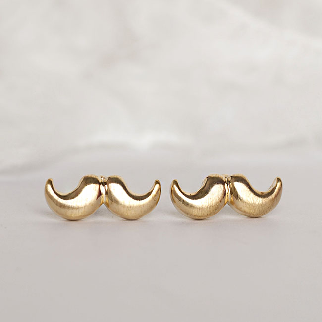 Gold Moustache Earrings Mustache Ear Posts Movember On Luulla Gold Moustache Earrings Mustache Ear Posts Movember