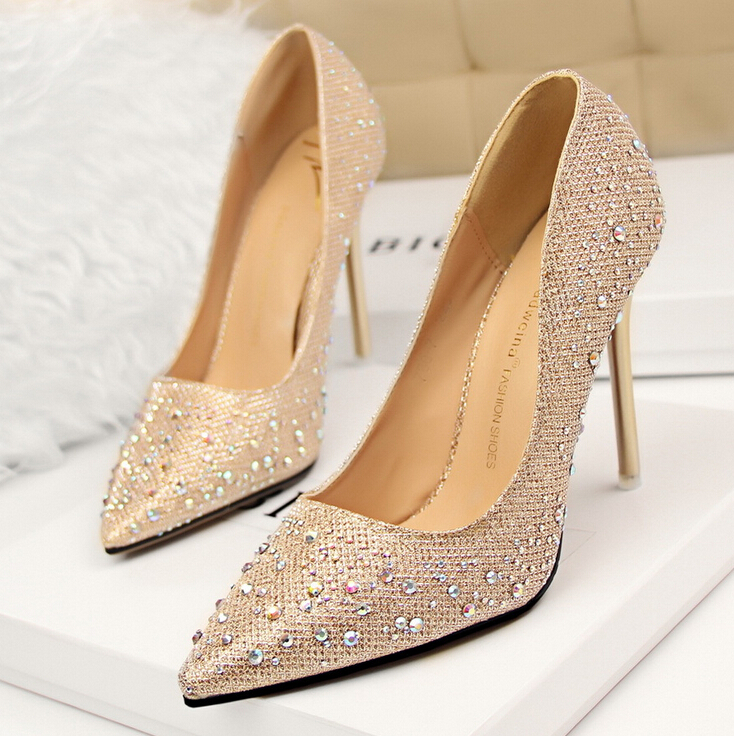 gold beaded heels