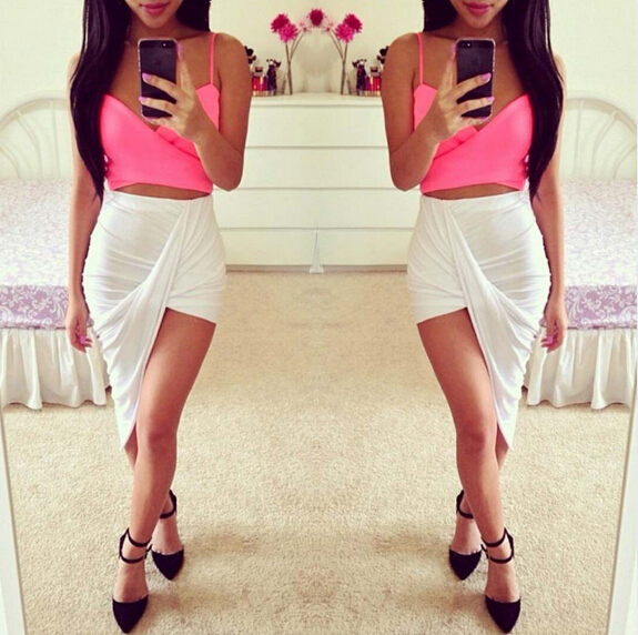 Ruched High Low Asymmetrical Stretchy Skirt Mini Twist Maxi Drape