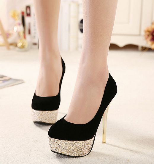 Black And Gold High Heels Fashion Shoes on Luulla