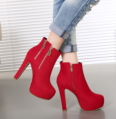 red fashion boots