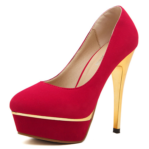 red suede stiletto heels