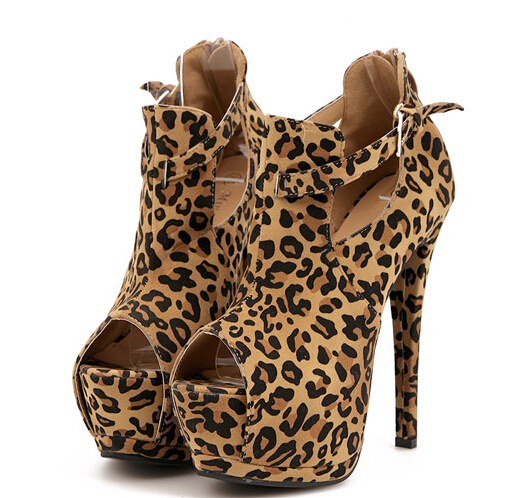 leopard print peep toe shoes
