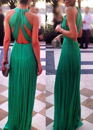 green chiffon maxi dress