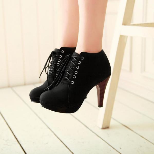 cute black booties heels