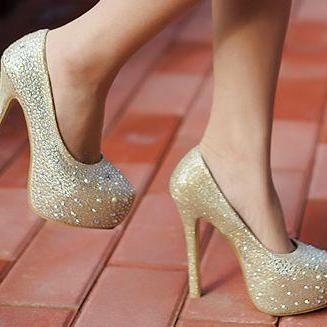 Classy Gold Bling Design Fashion Shoes on Luulla