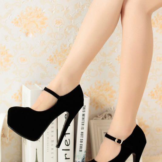 Suede Buckle Design High Heels Shoes In 3 Colors on Luulla