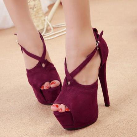 Peep Toe Cross Strap Peep Toe High Heels on Luulla