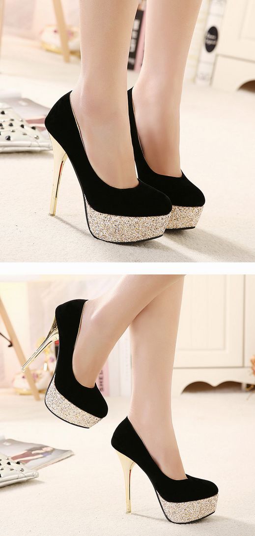 black and gold high heel sandals