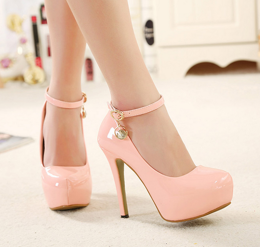 Pink Ankle Strap Design High Heels Fashion Shoes on Luulla