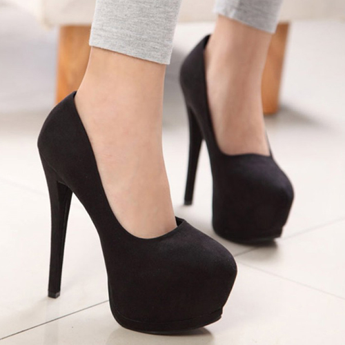Classy Pure Black High Heels Fashion Shoes on Luulla