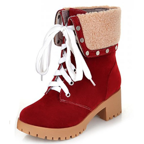 Red Lace Up Studded Boots on Luulla