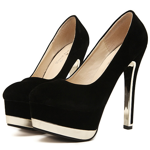 Elegant Black And Gold High Heels Fashion Shoes on Luulla