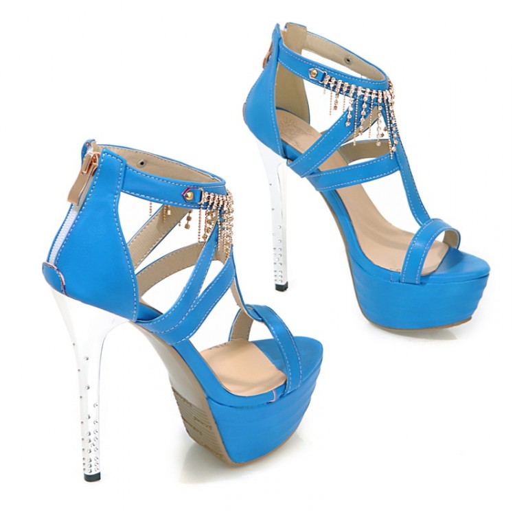 Rhinestone Charmed T Strap High Heel Fashion Sandals In 2 Colors on Luulla
