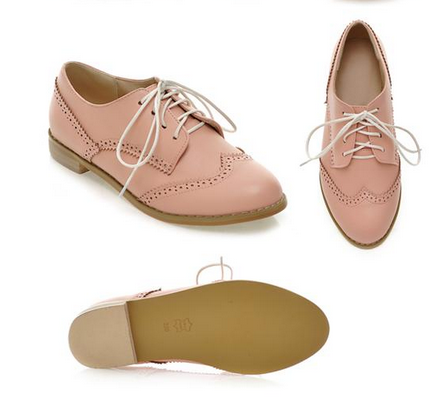 Cute Lace Up Pink Oxford Shoes on Luulla
